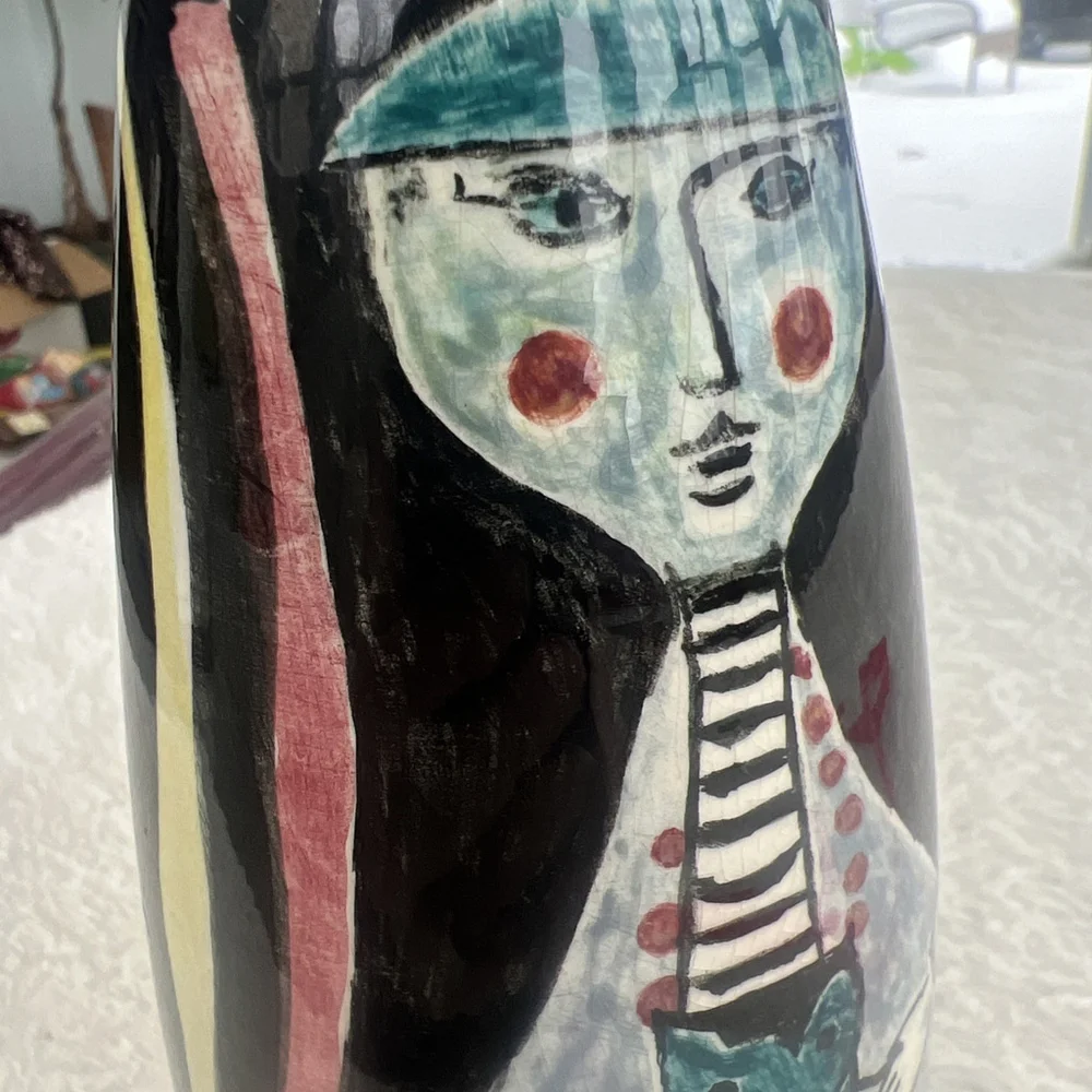 Rare 1969 San Marino Ceramica Titano Hand Painted 9” Day of Dead Vase AD Signed